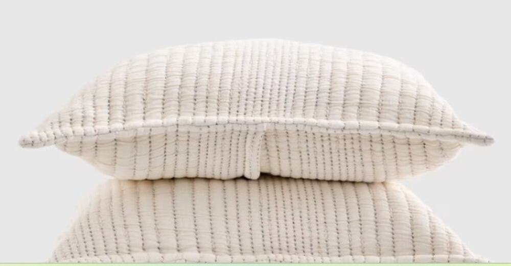 Quince Set of 2 Standard Pillow Shams Organic Cotton Channel Undyed Cream NEW